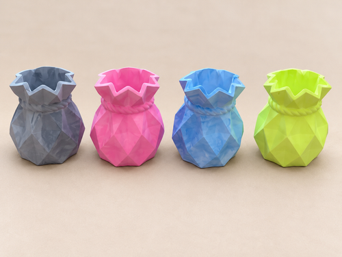 Handgefertigte geometrische Vasen aus Spezialgips in Grau, Rosa, Blau und Grün von Flomati