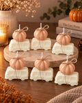 Handgefertigte Camper-Kerzen mit Kürbis in Creme und Apricot von Flomati
